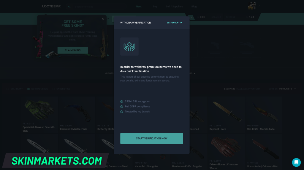 SkinMarkets Withdraw Verification